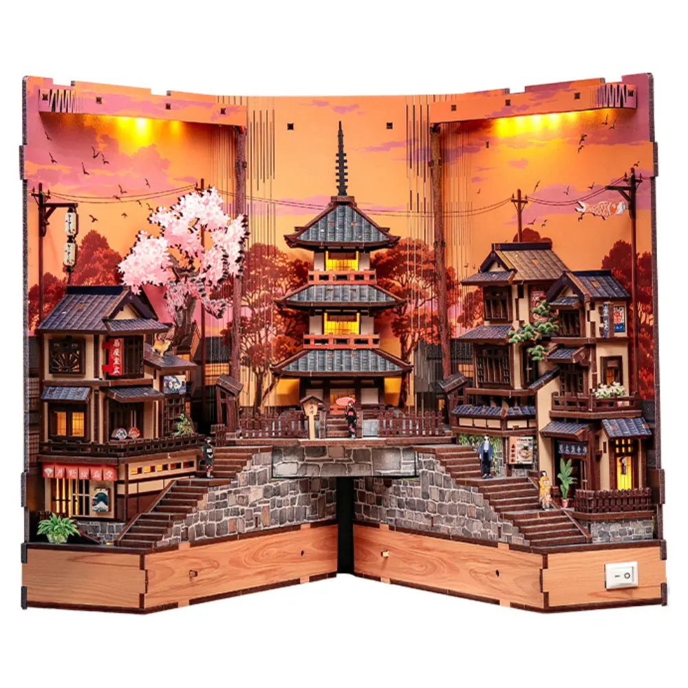 Book Nook Twilight Sakura Path – décor miniature de face